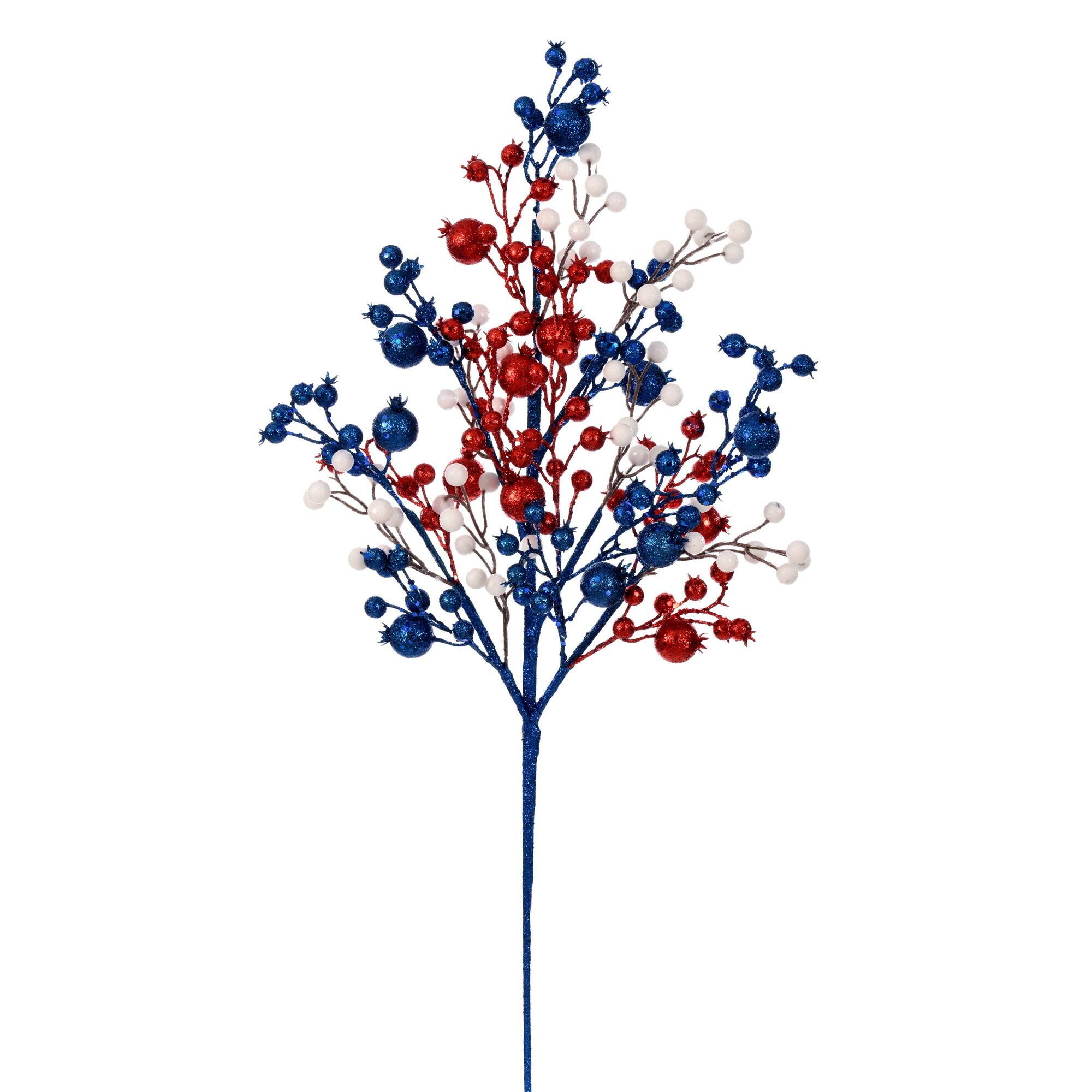 28" Red, White & Blue Berry Spray, 2ct.
